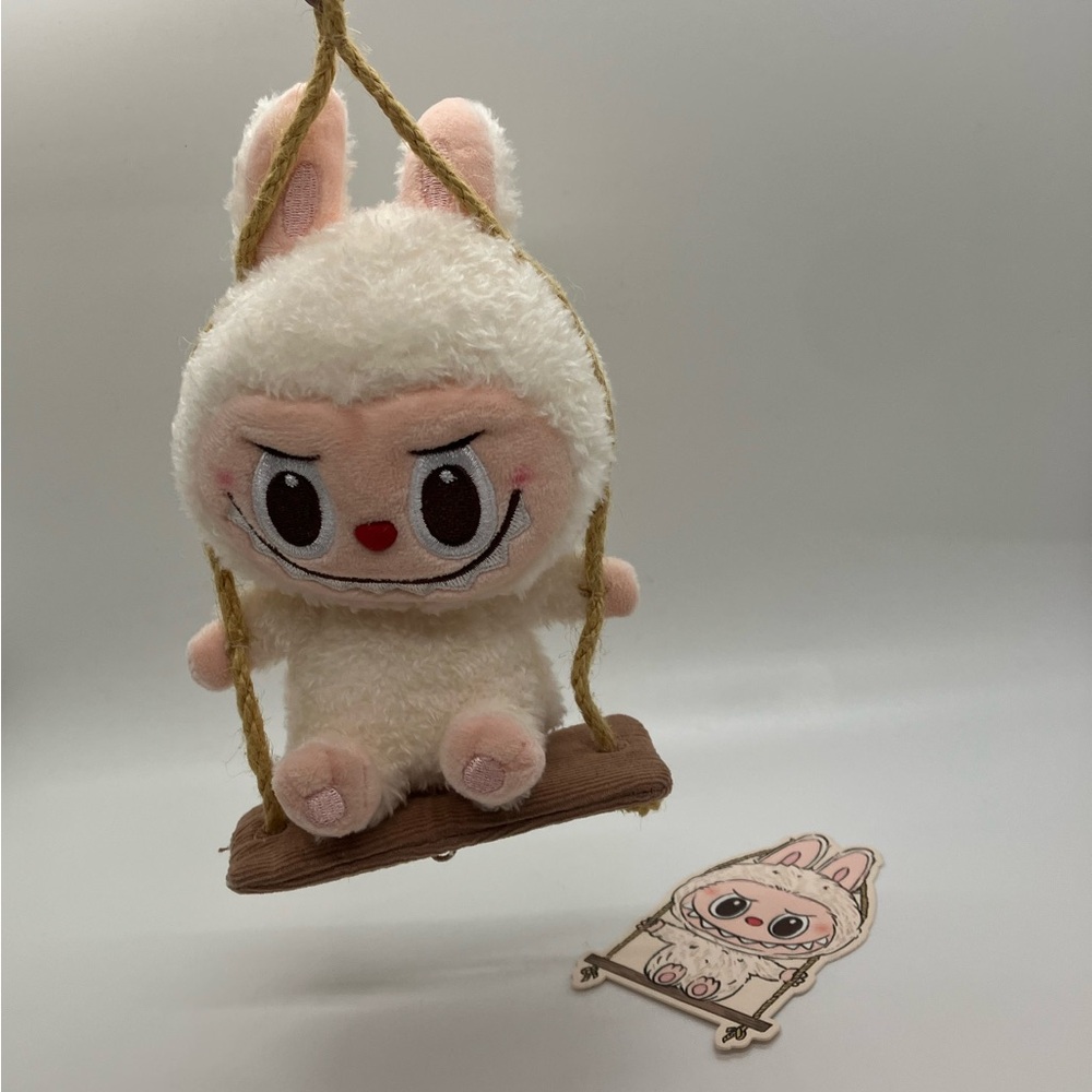 WHITE Pop Mart Pop Land Exclusive Timber Workshop Labubu Plush on Swing - Picture 5 of 16